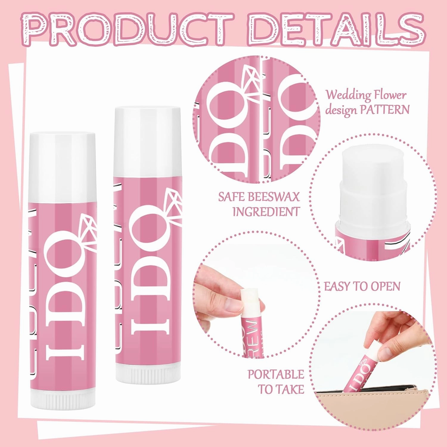 24 Pcs Bachelorette Lip Balm I Do Crew Wedding Party Gifts Bachelorette Lip Balm Gift Wedding Favors for Party Guest Supplies(Pink)