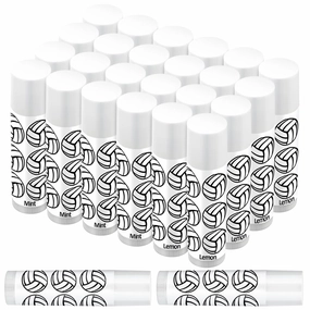 24 Pcs Lip Balm Team Gifts Party Favors - Volleyball Lip Balm Gift for Team Party Guest Supplies (White)