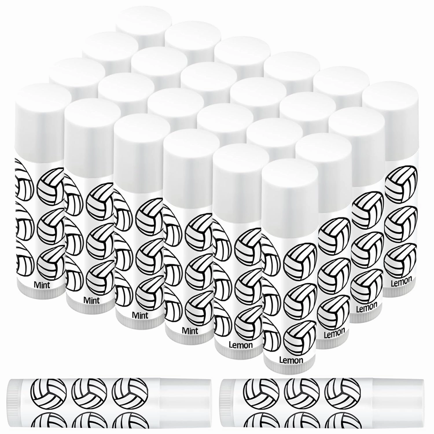24 Pcs Lip Balm Team Gifts Party Favors - Volleyball Lip Balm Gift for Team Party Guest Supplies (White)