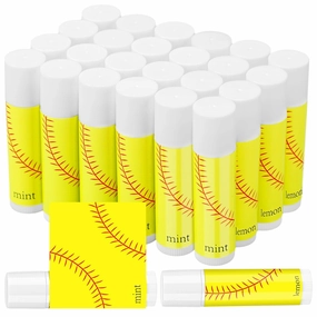 24 Pcs Softball Party Favors Lip Balm Softball Lip Stick Bulk for Stadium Party Gifts for Team Girls Kids Men Women Sports Lovers