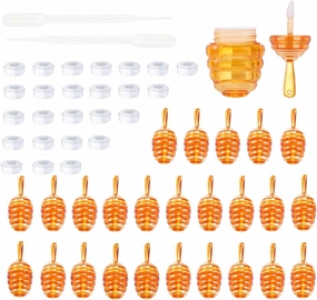 25 Pieces Honey comb Shaped 6ml Lip Gloss Tube Empty Plastic Lip Gloss Container Mini Clear Refillable Lip Balm Bottle Container with 2 Pieces Plastic Funnels for Women Girls DIY Cosmetics (Brown)
