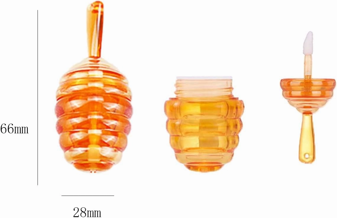 25 Pieces Honey comb Shaped 6ml Lip Gloss Tube Empty Plastic Lip Gloss Container Mini Clear Refillable Lip Balm Bottle Container with 2 Pieces Plastic Funnels for Women Girls DIY Cosmetics (Brown)