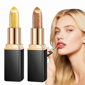 2 Pcs Diamond Lip Gloss Glitter Lipstick Waterproof, Diamond Glitter Lipstick, Shimmer Metallic Sparkly Lip Gloss, Waterproof and Smudge Proof Glitter Lip Gloss for Women Makeup (1# 6#, 0.12 Fl Oz)