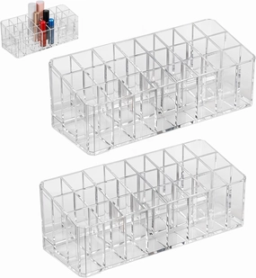 2 pcs Rollerball Perfume Organizer, 48 Spaces Clear Acrylic Perfume Storage Holder Beauty Scent Holder, Makeup Lipgloss Lipstick Display Case