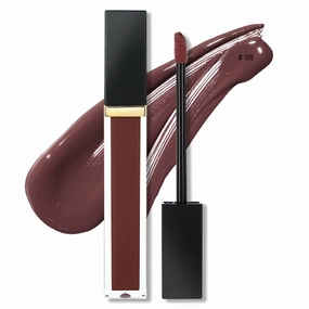 2Chique Lux Vegan Moisturizing Lip Gloss Cruelty Free High Shimmer Lip Gloss (#08 Mocha Brown)