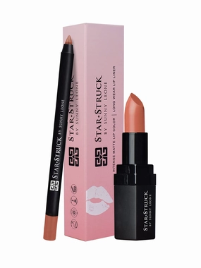 2pc Lip Kit, Lipstick & Lip Liner-Richly Pigmented Intense Matte Lipstick with Longwear One Stroke Application Lip Liner-Caramello
