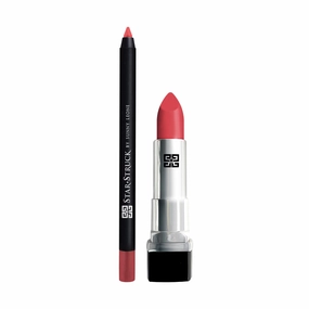 2pc Lip Kit, Lipstick & Lip Liner-Richly Pigmented Intense Matte Lipstick with Longwear One Stroke Application Lip Liner-Coralicious