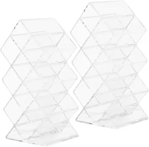 2Pcs Acrylic Lipstick Storage Organizer Clear Lip Gloss Holder Display Shelf Lip Balm Stand Lip Tint Storage Rack Desk Lipstick Organizer Makeup Storage Box Transparent Cosmetic Organizer