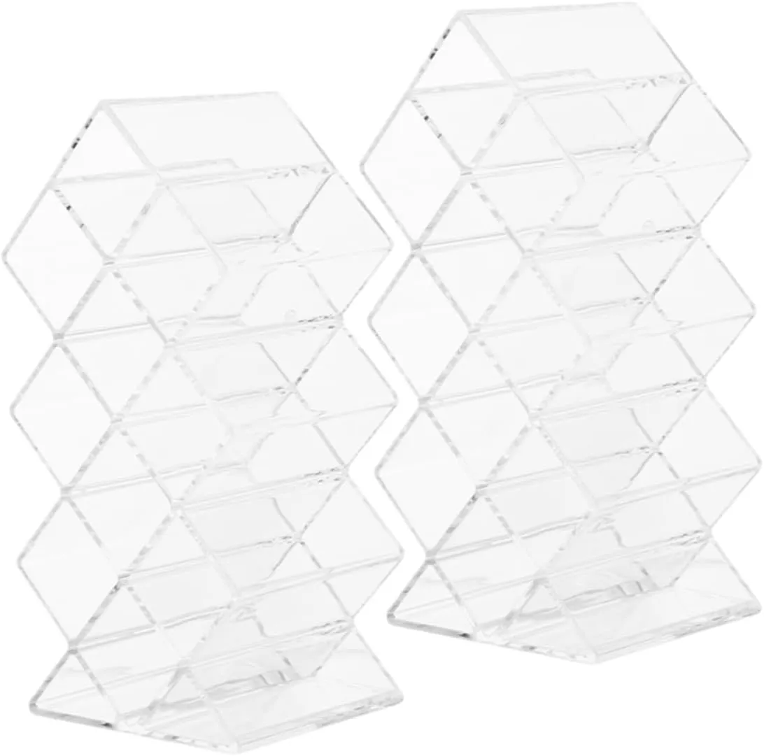 2Pcs Acrylic Lipstick Storage Organizer Clear Lip Gloss Holder Display Shelf Lip Balm Stand Lip Tint Storage Rack Desk Lipstick Organizer Makeup Storage Box Transparent Cosmetic Organizer