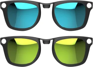 2Pcs Polarized Clip for Ray-Ban Meta Wayfarer Smart Glasses, Discoloration Clips for Ray-Ban Meta Wayfarer Standard RW4006 (Size M 50-22) Protect Your Eyes, Cool and Fashion (Blue, Yellow)