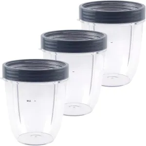 3 Pack 18 oz Short Cup Includes Lip Ring For NutriBullet NB-101B NB-101S NB-201