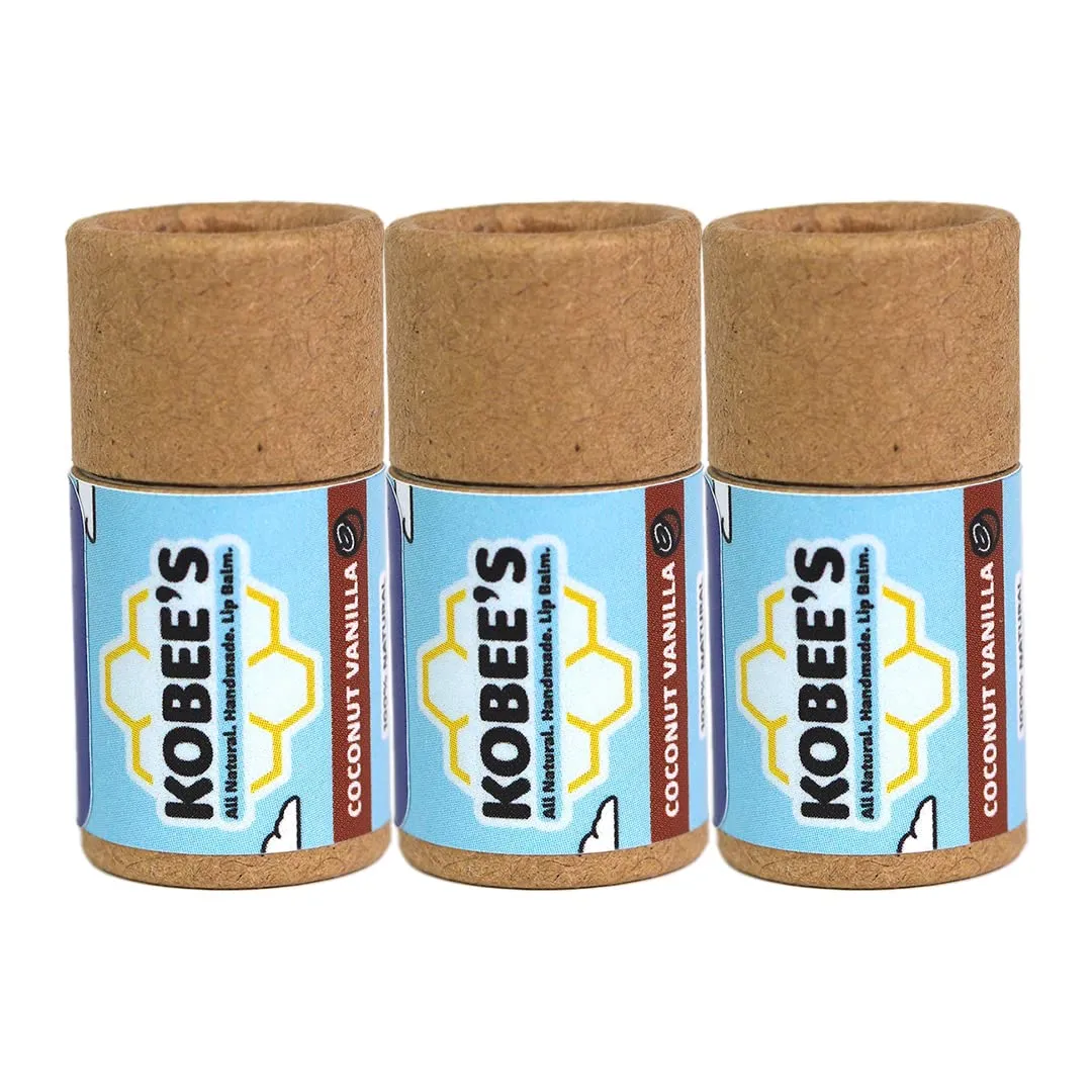 3 pack - Kobeesco Lip Balm, Lip Moisturizer, Lip Cure, Lip Balm, Chapstick (CoconutVanilla)