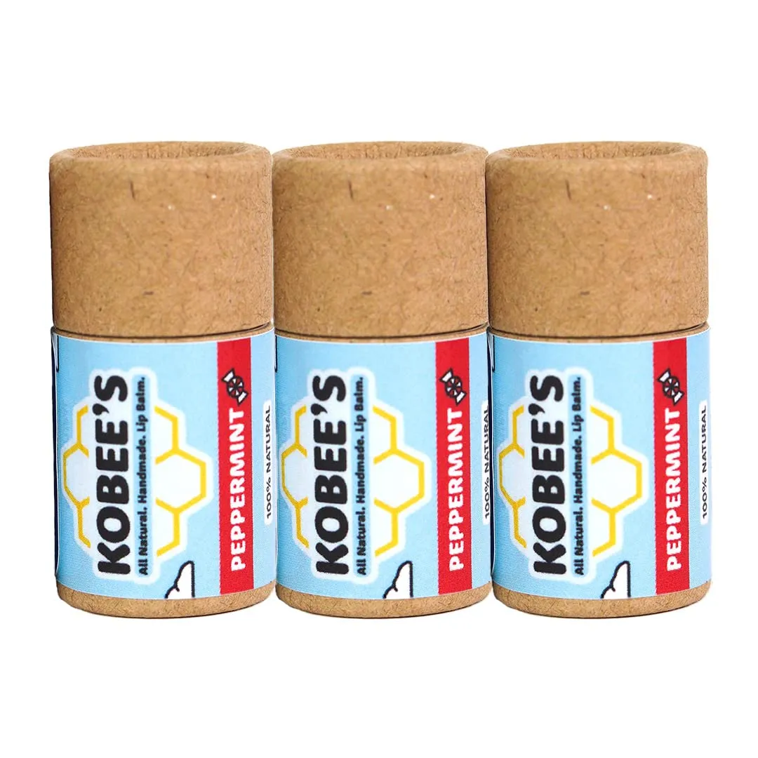 3 pack - Kobeesco Lip Balm, Lip Moisturizer, Lip Cure, Lip Balm, Chapstick (Peppermint)