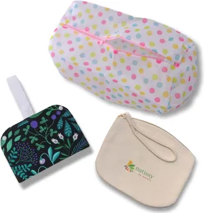 3-Pack Organic Cotton Carrying Bag for Storage and Changing Reusable Sanitary Pads