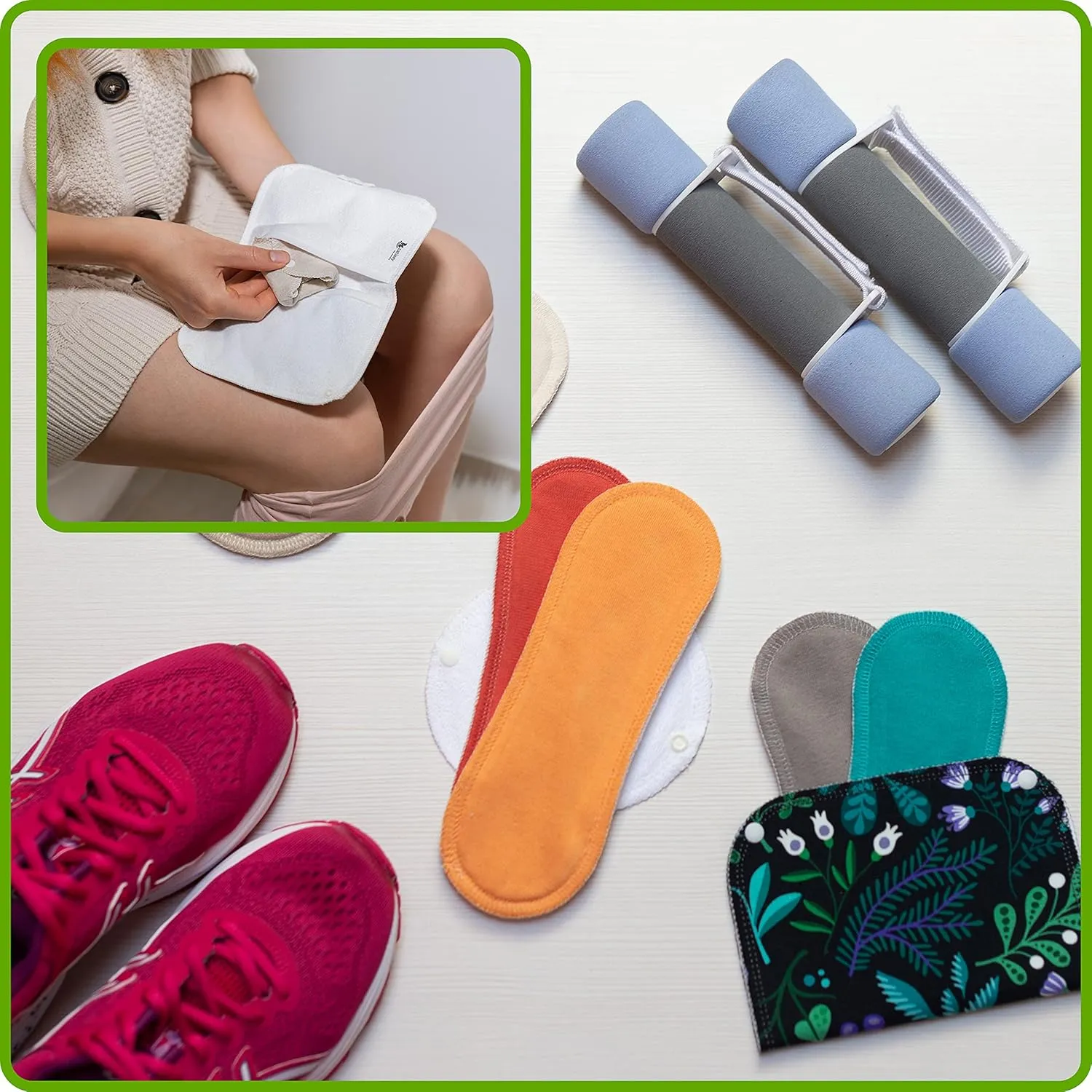 3-Pack Organic Cotton Carrying Bag for Storage and Changing Reusable Sanitary Pads