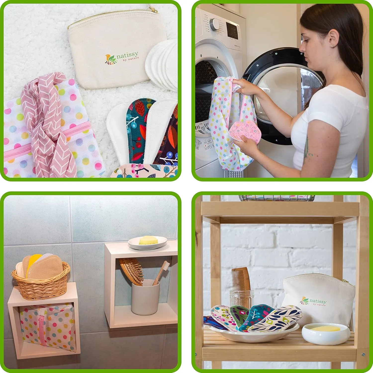 3-Pack Organic Cotton Carrying Bag for Storage and Changing Reusable Sanitary Pads