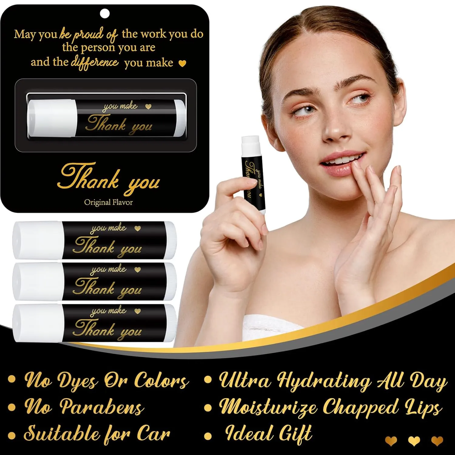 30 Pack Employee Teacher Appreciation Gift Lip Balms Bulk Staff Team Thank You Gift Volunteer Pastor Appreciation and Back to School Party Favor for Women Men Coworker Club You're the Balm(Black Gold)