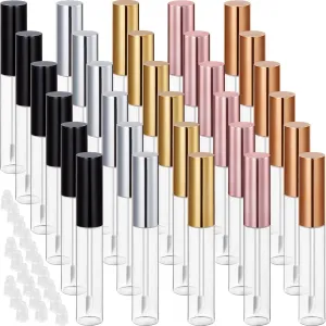 30 Piece Lip Gloss Tube 10 ml Empty Refillable Lip Balm Bottle Clear Plastic Gloss Container Reusable Lipstick Bottle with Rubber Insert for Lipstick(10 ml,Assorted Colors)