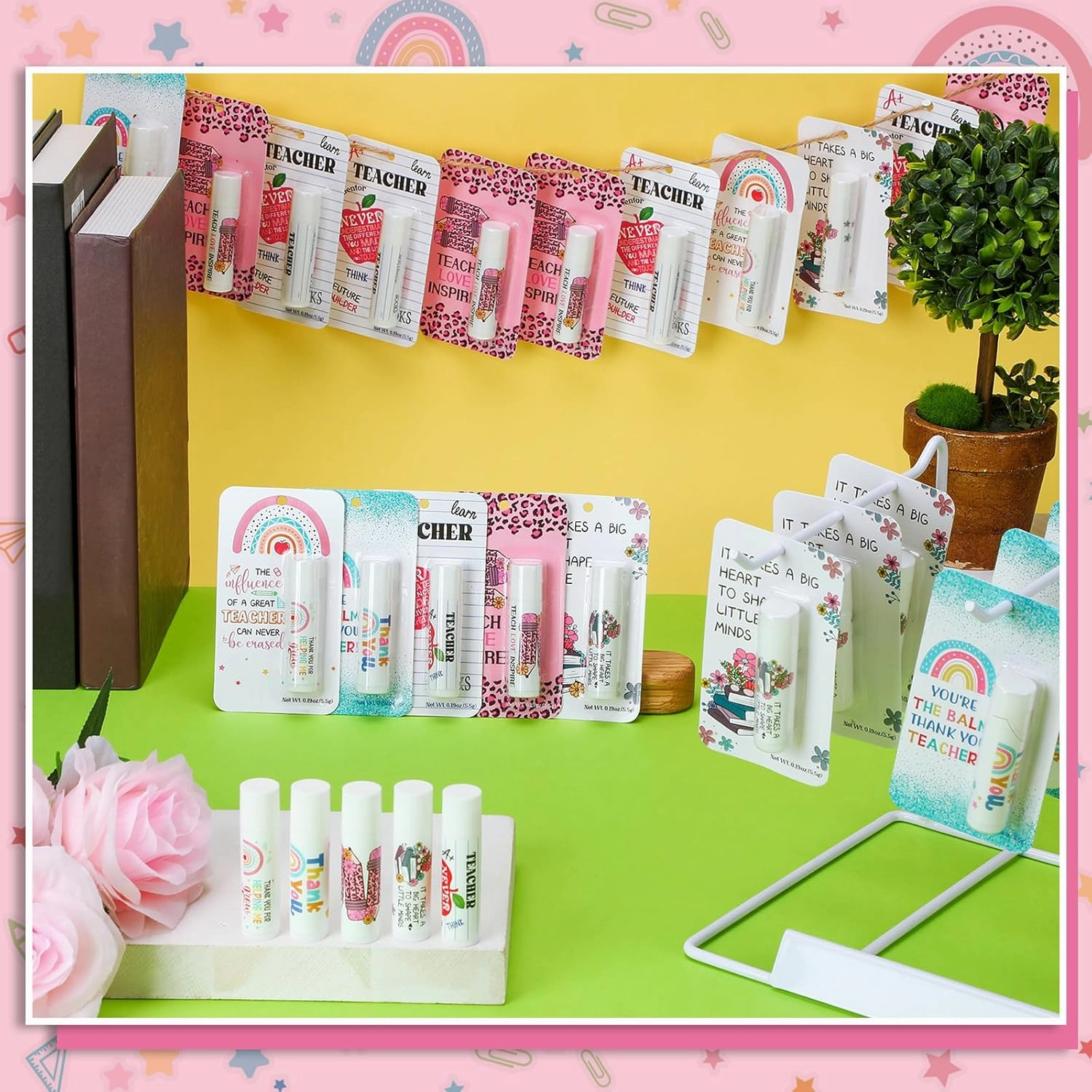 30 Pack Back to School Teacher Appreciation Gifts Bulk Lip Balms Teacher Employee Coworkers Team Thank You Gift Back to School Honey Flavor Balm Inspirational Motivational Summer Party Favors