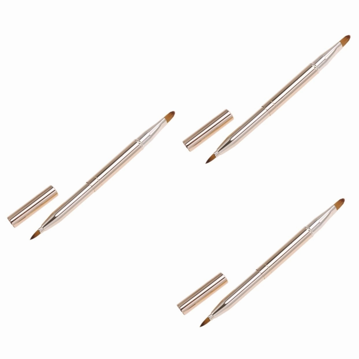 3 Pcs Essential Lip Makeup Tool Kit Retractable Lip Brush Applicators Lipstick Gloss Tool Set