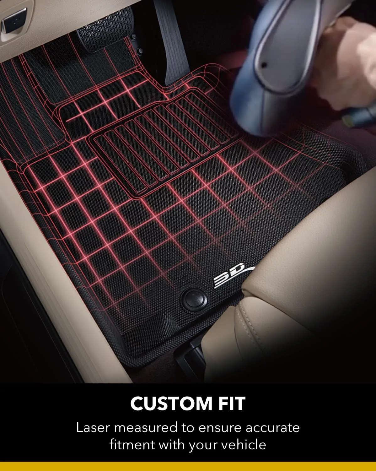 3D MAXpider All-Weather Floor Mats for Chevrolet Equinox/GMC Terrain 2010-2017 Custom Fit Car Floor Liners, Kagu Series (1st Row, Black)
