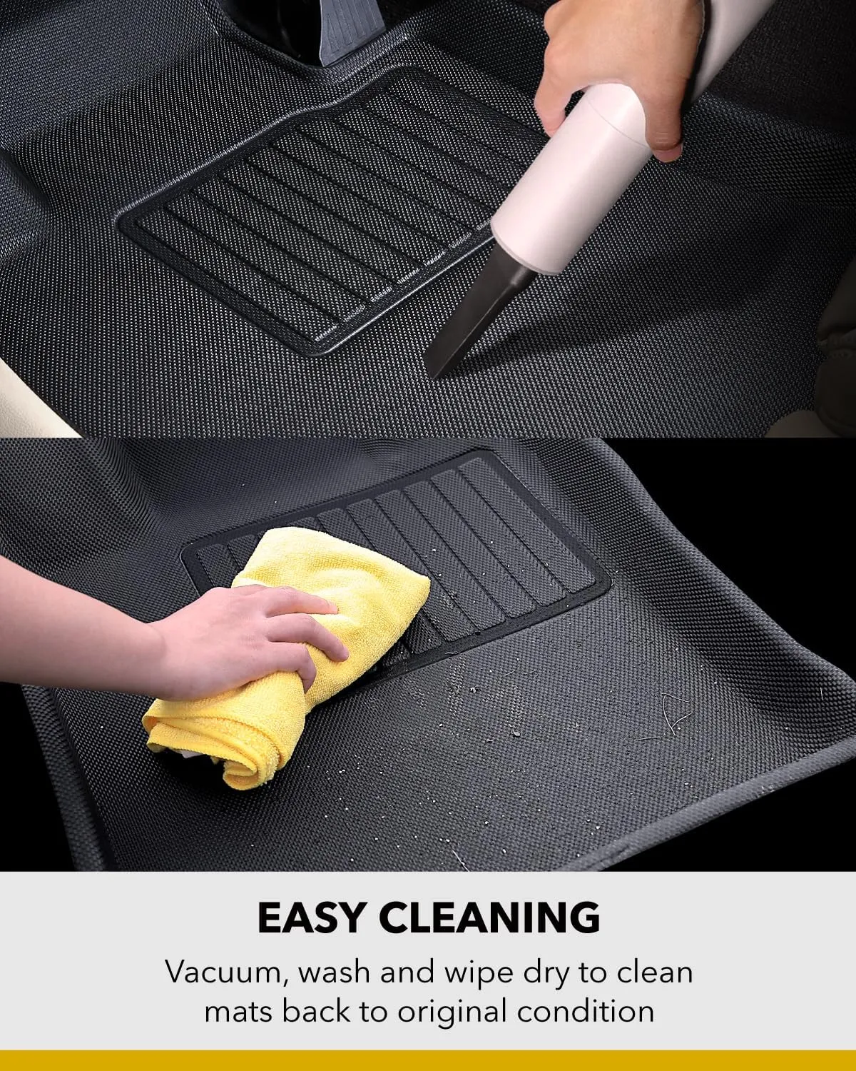 3D MAXpider L1MT01021509 All-Weather Floor Mats for Mitsubishi Outlander 2007-2020 Custom Fit Car Floor Liners, Kagu Series (2nd Row, Black)