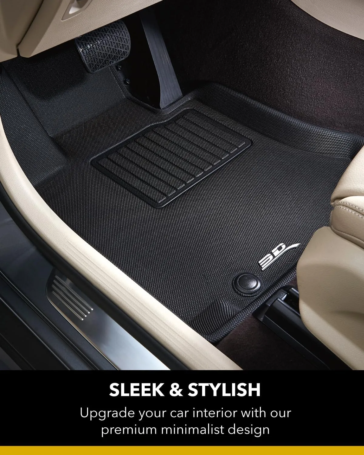 3D MAXpider L1MT01021509 All-Weather Floor Mats for Mitsubishi Outlander 2007-2020 Custom Fit Car Floor Liners, Kagu Series (2nd Row, Black)