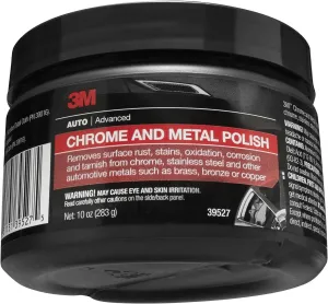 3M Chrome and Metal Polish, 39527, 10 oz, Used on Wheels, Trim and Bumpers, for Automotive