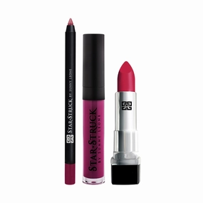 3pc Lip Kit for Women | Intense Matte Lipstick, Liquid Lip Gloss & Lip Liner, Non-Sticky Formula Lip Gloss | Rooberry