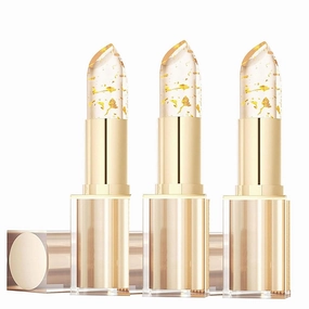 3PCS Transfer Color Changing Lipstick, Color Changing Lipstick Gold Foil for Women, Long Lasting Nutritious Lip, Temperature Color Change Lip
