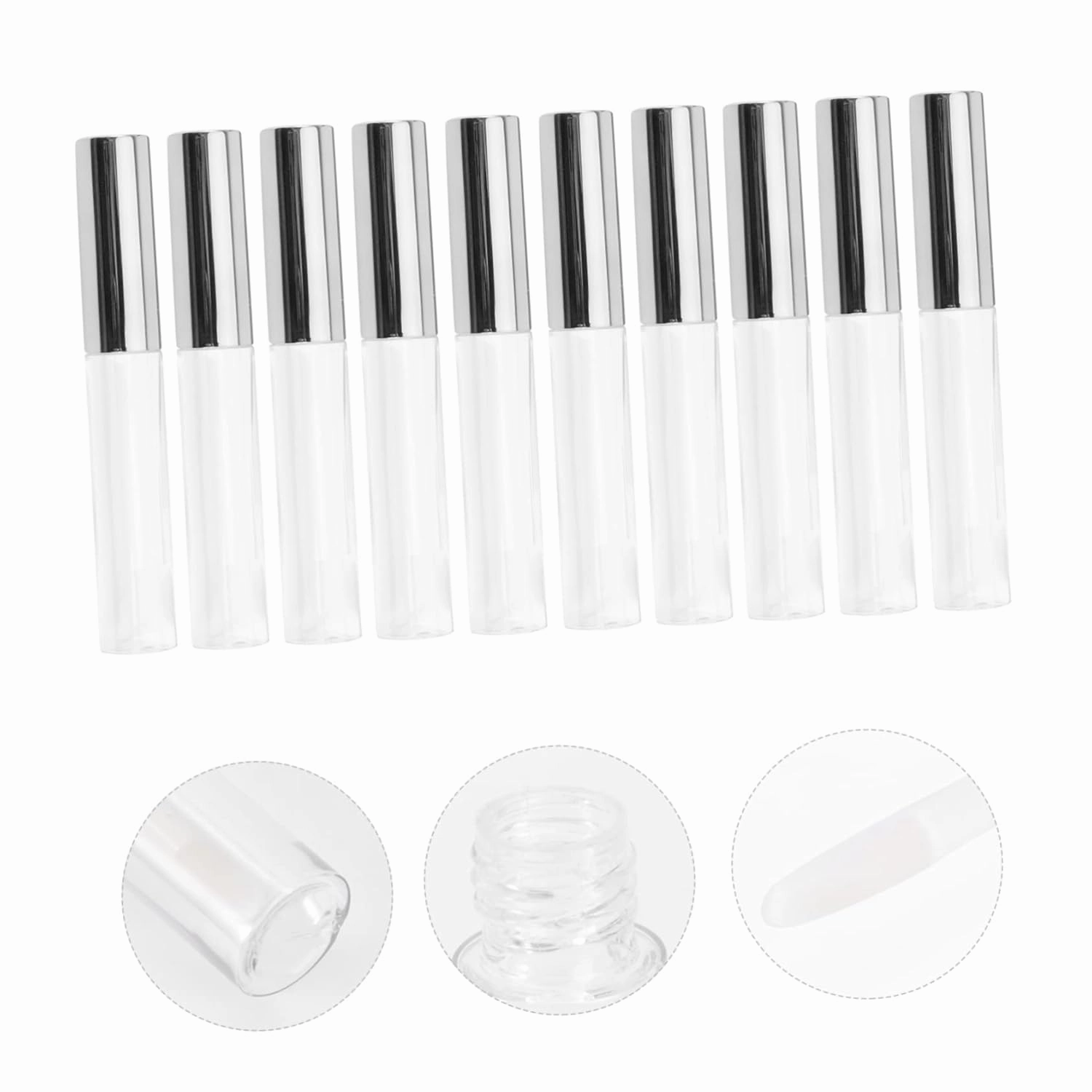 3sets Empty Lip Gloss Tubes 10ml Plastic Labial Glair Circular Tubes Wand Bottles Lip Gloss Subpackaging Bottle 10pcs*3