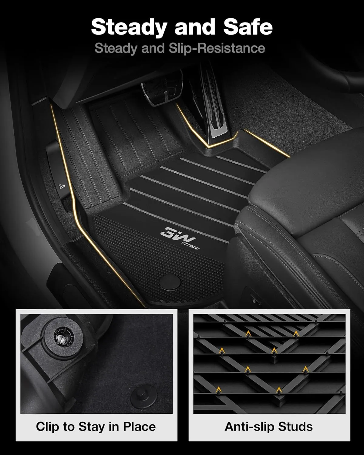 3W 2018-2024 BMW X3 Floor Mats & Cargo Liner, All Weather TPE BMW X3 Accessories Custom Fit for X3 30i M40i X3M Car Mats (Only for car Without Spare tire) (Don't Fit X3 30e), 6PCS