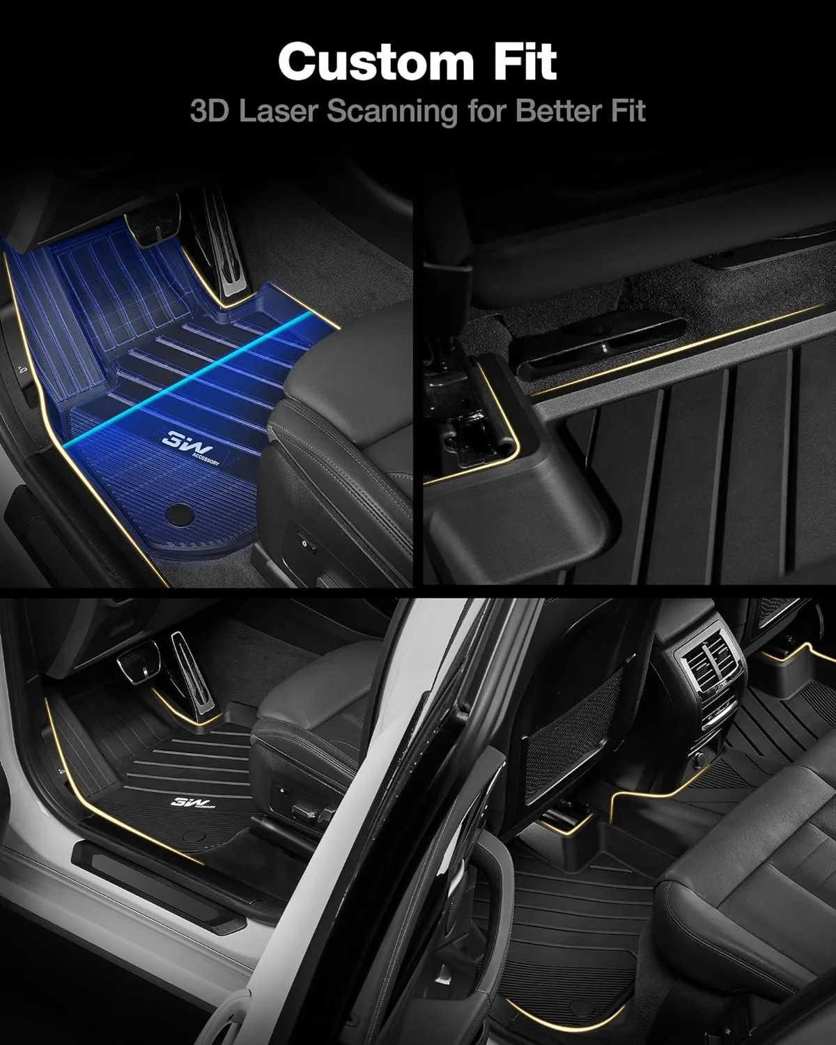 3W 2018-2024 BMW X3 Floor Mats & Cargo Liner, All Weather TPE BMW X3 Accessories Custom Fit for X3 30i M40i X3M Car Mats (Only for car Without Spare tire) (Don't Fit X3 30e), 6PCS
