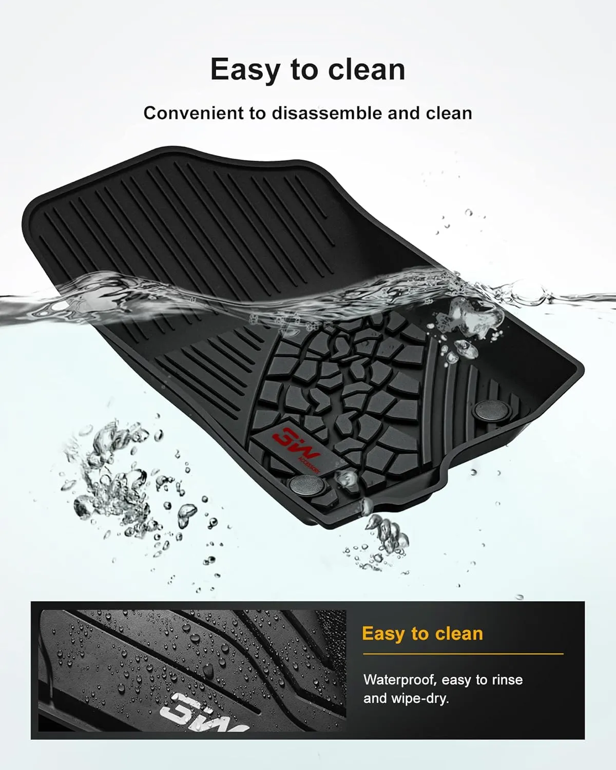 3W Floor Mats Compatible for Jeep Gladiator 2020-2024, Custom Fit TPE All Floor Liner for Weather Jeep Gladiator,1st & 2nd Row Full Set Car Liners with red Logo,Black