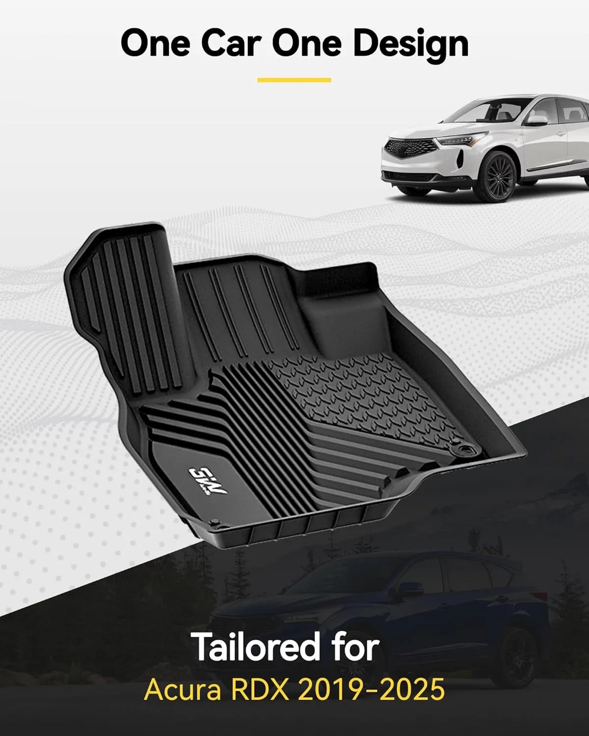 3W Floor Mats Fit for Acura RDX 2019-2024 2025, All Weather Waterproof Custom Fit Automotive Floor Liners for Acura RDX