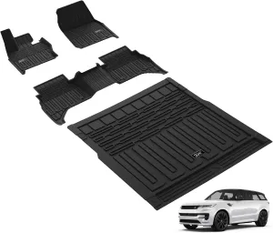 3W Floor Mats Fit Range Rover Sport 2023-2025 (Not for Range/Land Rover Discovery Sport) TPE All Weather Custom Fit for Land Rover Sport 1st and 2nd Row Full Set Car Liners Black