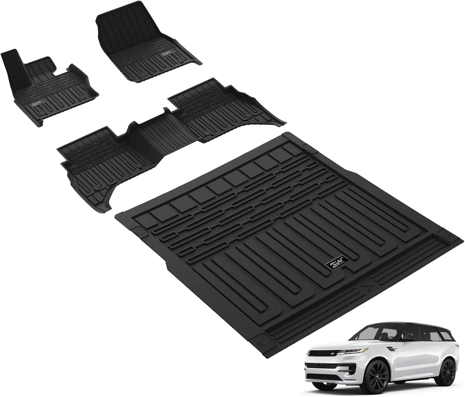 3W Floor Mats Fit Range Rover Sport 2023-2025 (Not for Range/Land Rover Discovery Sport) TPE All Weather Custom Fit for Land Rover Sport 1st and 2nd Row Full Set Car Liners Black