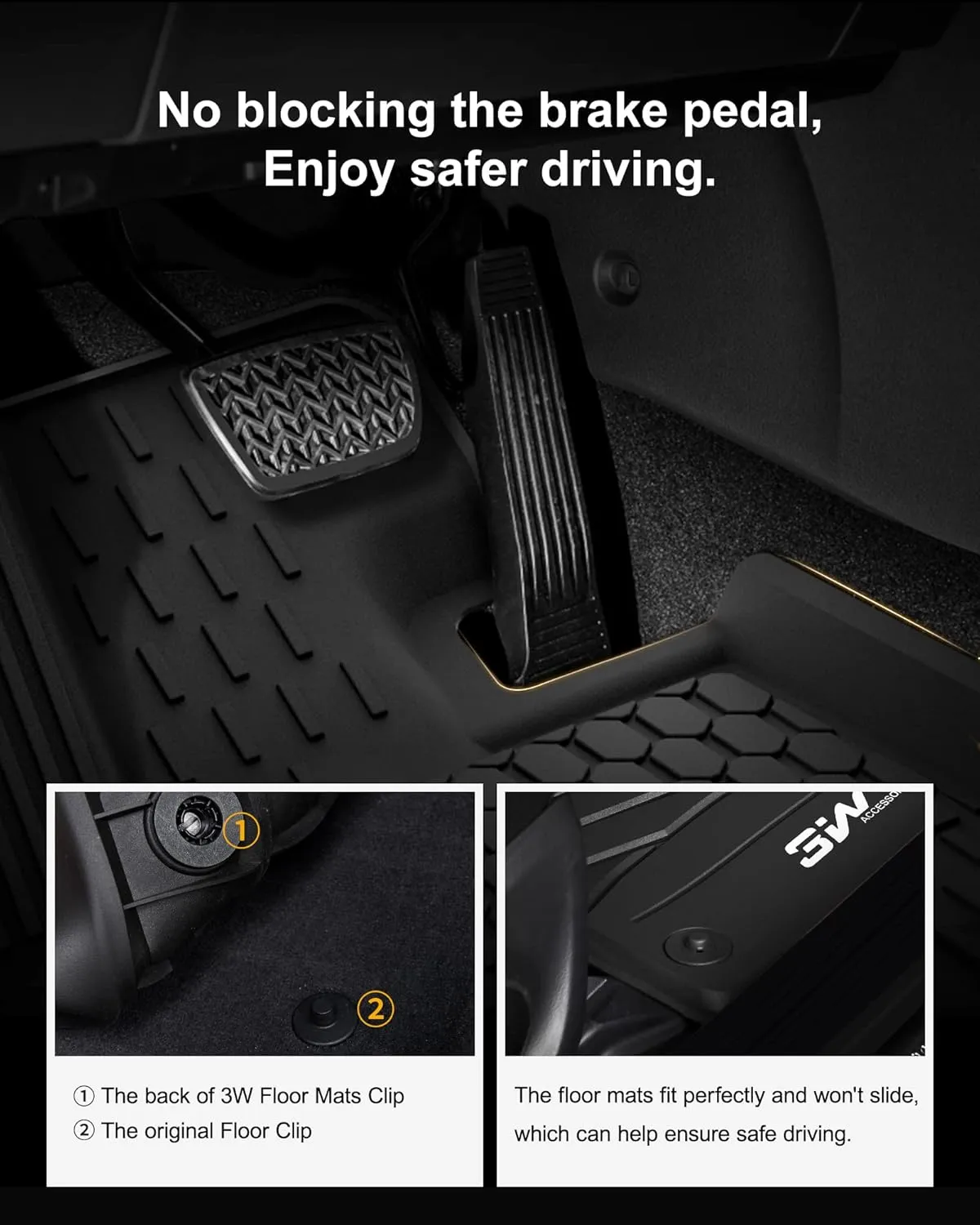 3W Floor Mats with Front Carpet Compatible for Toyota Sienna 2021-2023 7 Seat, TPE All Weather Custom Fit Floor Liner for Toyota Sienna 1st, 2nd and 3rd Row, Black (Only for 7 Seater)