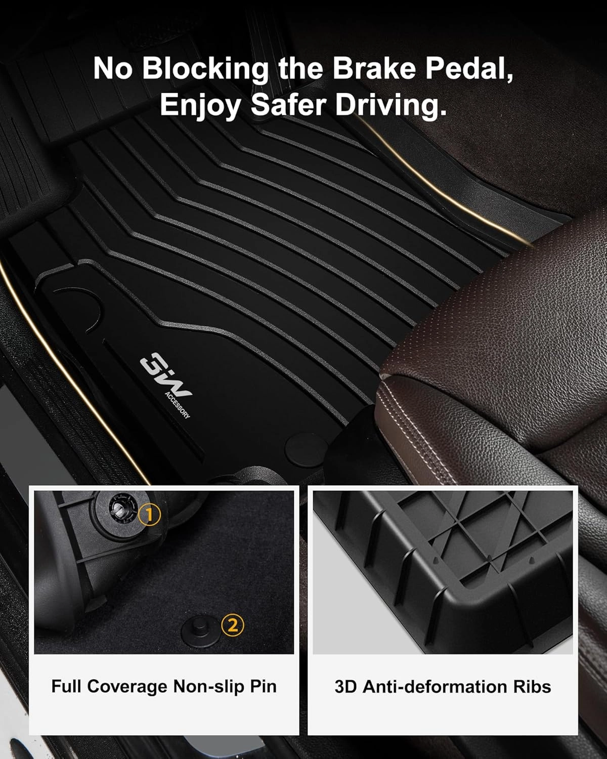 3W Floor Mats Compatible for Benz GLC 2023 2024 2025 TPE All Weather Custom Fit Floor Liner for Benz GLC 1st 2nd Row Car Mats, Black