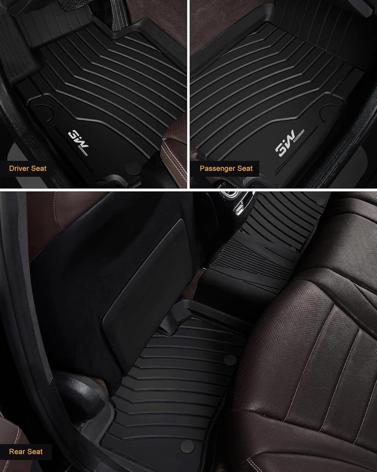 3W Floor Mats Compatible for Benz GLC 2023 2024 2025 TPE All Weather Custom Fit Floor Liner for Benz GLC 1st 2nd Row Car Mats, Black