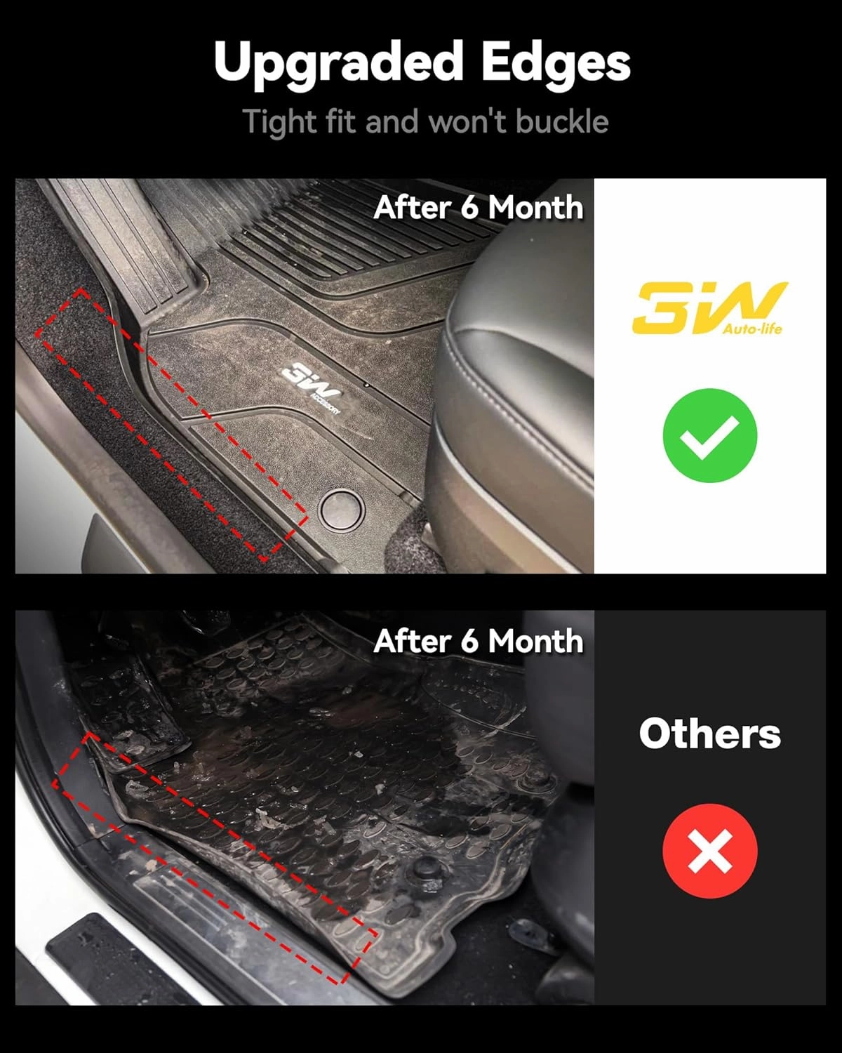 3W Floor Mats Compatible for Benz GLC 2023 2024 2025 TPE All Weather Custom Fit Floor Liner for Benz GLC 1st 2nd Row Car Mats, Black