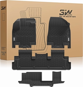 3W Floor Mats for Nissan Pathfinder 2022 2023 2024 2025 (Only fit 7 Passenger Models), 3 Rows,TPE All Weather Protection Car Floor Liners Accessory,Black