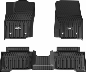 3W Floor Mats for Toyota Tacoma 2024 2025 Double Cab(Not Fit Hybrid), TPE All Weather Custom Fit Floor Liner for Toyota Tacoma 1st and 2nd Row Car Liners, Black