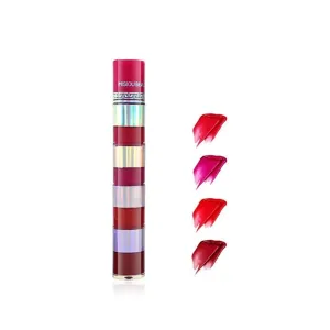 4-Piece Mini Matte Lip Stain Set - Waterproof, Non-Transfer Vegan Lip Gloss, 18H Feather-Proof (#01)