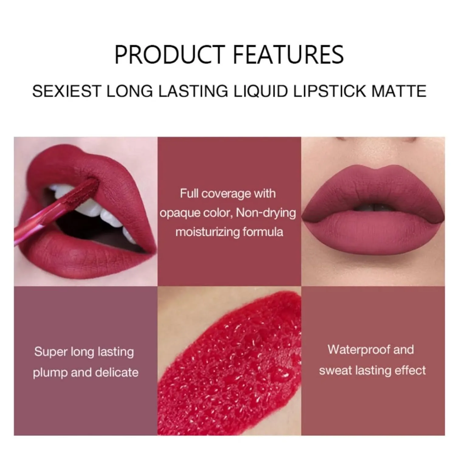 4-Piece Mini Matte Lip Stain Set - Waterproof, Non-Transfer Vegan Lip Gloss, 18H Feather-Proof (#01)
