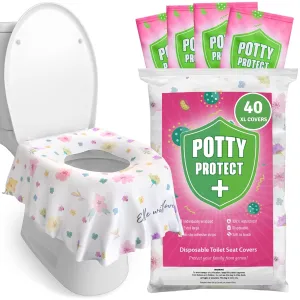40 Extra Large Disposable Toilet Seat Cover by Eli with Love – Toddler Toilet Covers for Full Coverage On Toilet or Potty – Ideal Travel Toilet Seat Covers for Kids and Adults (Floral)