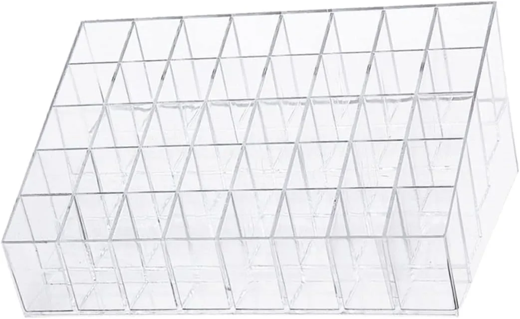 40 Grid Lipstick Stand Clear Lip Gloss Acrylic Trays for Display L Brackets for Shelves Acrylic Display Risers Slots Lipstick Organizer Lip Gloss Clear Containers Plastic