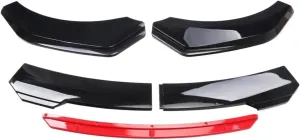 4/5PCS Universal Adjustable Great ABS Plastic Front Bumper Lip Separator Body Duck Lip Splitter Chin Spoiler Body Kit(5pc Black Red Round)