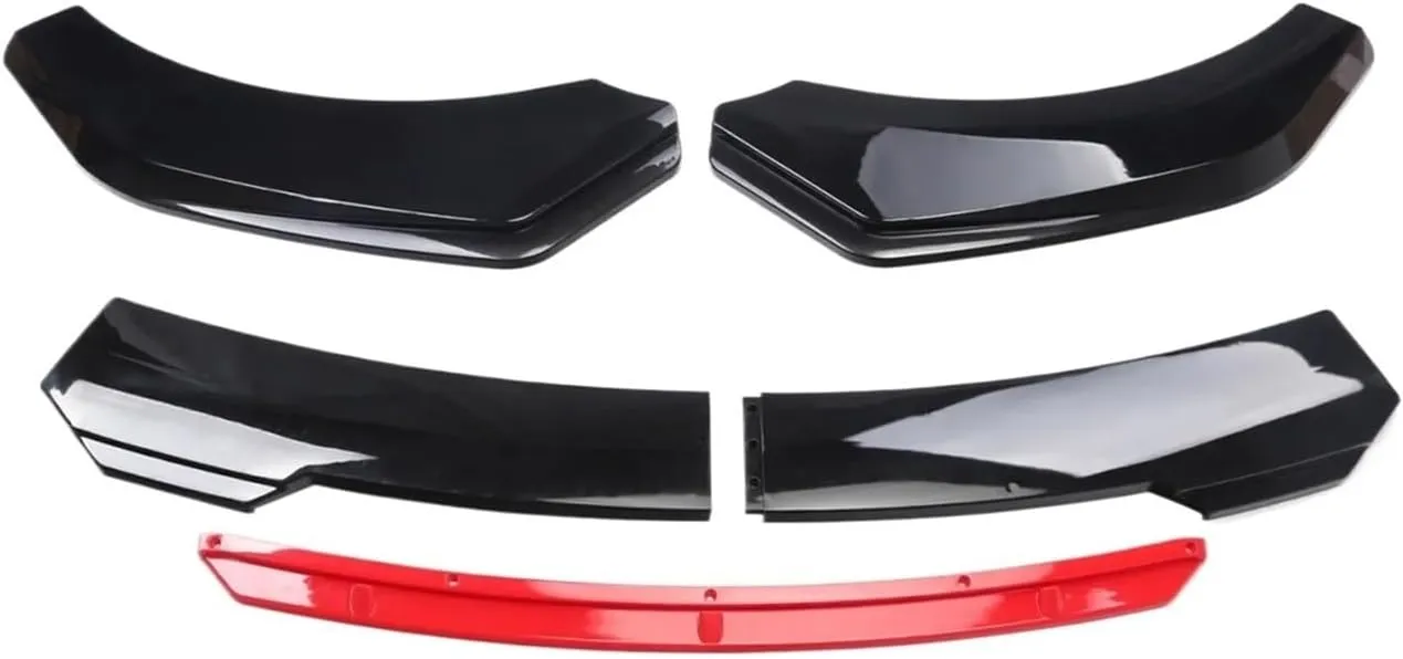 4/5PCS Universal Adjustable Great ABS Plastic Front Bumper Lip Separator Body Duck Lip Splitter Chin Spoiler Body Kit(5pc Black Red Round)
