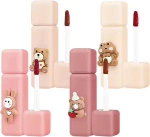 4Pcs Lip Gloss Set, Matte Velvet Lip Tint, 4 Colors Velvet Fog Muddy Texture Stain Long-Lasting, Non-Stick Cup Waterproof Lipstick for Lips and Cheeks